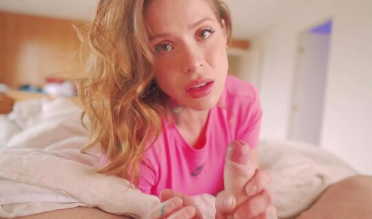 In POV video, blonde sucks cock perfectly