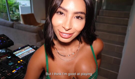 Passionate Latina with big milkings fucks great