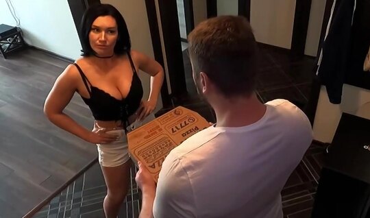 Mom decided to pay the pizza delivery guy in kind