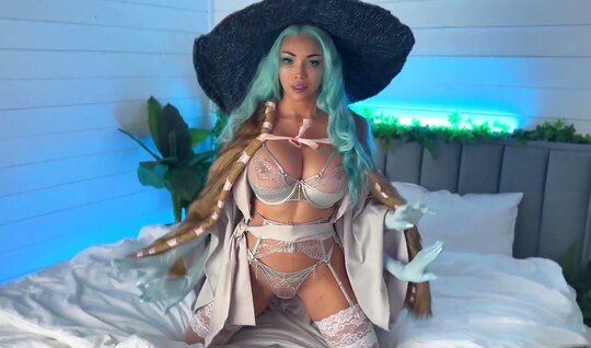 Sexy girl in stockings erotically spread her legs