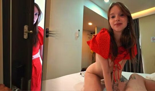 A young couple decided to have a great time on the bed...