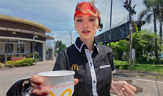 The waitress received a strong dick in POV porn