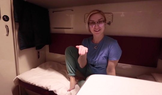 Russian guy right in the train compartment spreads his legs for sex with a stranger