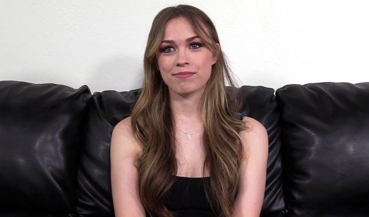 During the casting, the girl bent into a pose and finished sex on the table