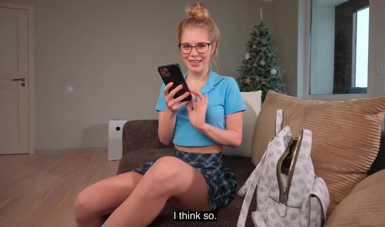 Beauty played on the phone and fucked a Russian guy in the first person