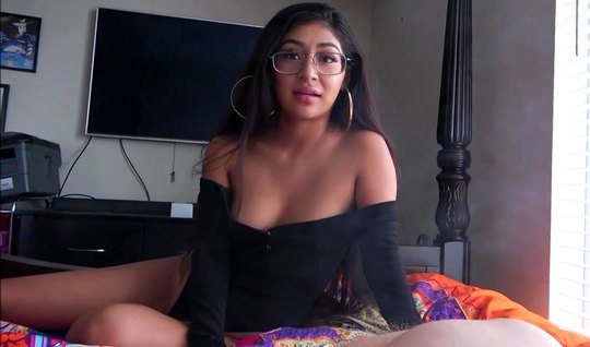 Shy girl with glasses rides cock in homemade porn video