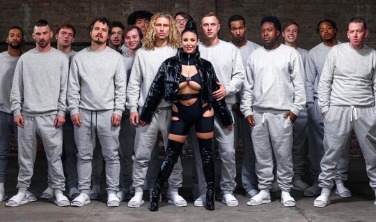 Girl with big milkings guys doused with sperm after blowjob