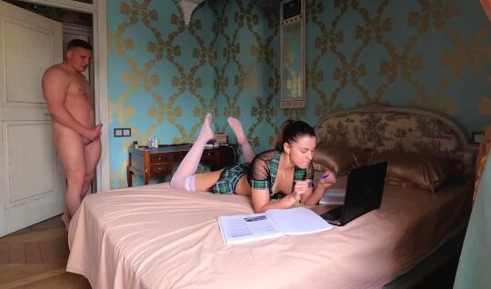 Homemade lustful neighbor shoved cock to young girl