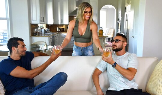 Mom got two cocks from her stepson and his friend in a gangbang